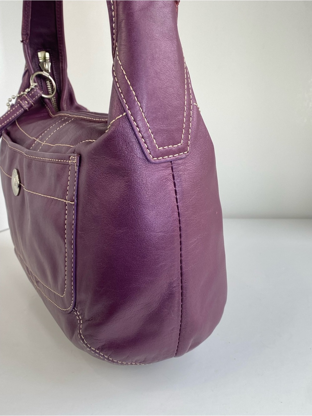 Coach RARE Y2k Tattersal Ergo Hobo Shoulder Bag All Leather - Picture 6 of 14